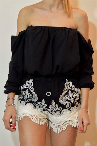 Black Shorts with Lace Details, Shorts & Skirts,  Cocktail Black