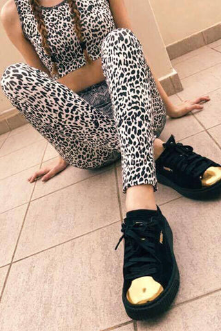 Active Leggings in Black and White Combination Print, Leggings,  Cocktail Black