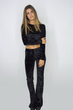 Velvet Crop Top Longsleeve, Tops,  Cocktail Black