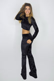 The Velvet Flare Pants in Black, pants & jeans,  Cocktail Black