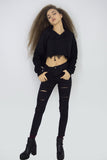 High Waisted Ripped Jeans in Black, pants & jeans,  Cocktail Black