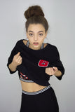 “6” Cropped Sweatshirt Top in Black, Sweatshirts & Hoodies,  Cocktail Black