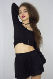Cutwork Faux Suede Shorts, Shorts & Skirts,  Cocktail Black