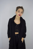 Longline Hooded Cardigan in Black, Sweatshirts & Hoodies,  Cocktail Black