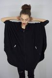 Oversized Sweat Poncho with Zipped pockets in Black, Sweatshirts & Hoodies,  Cocktail Black