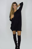 Oversize Lounge Longsleeve Dress in Black, Dresses & Rompers,  Cocktail Black