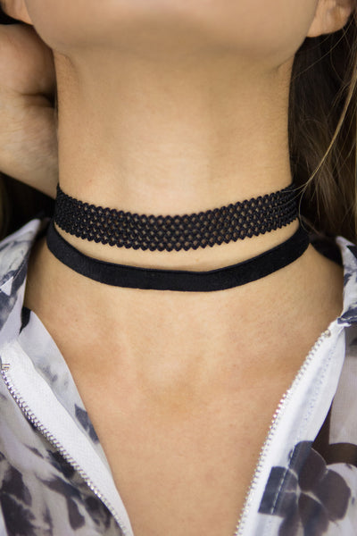 Combo velvet&lace No.2, Chocker,  Cocktail Black