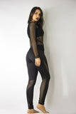 Leggings with Fishnet Panels in Black, Leggings,  Cocktail Black
