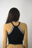 Ribbed Crop Top with Striped Details, Tops,  Cocktail Black