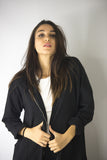 Longline Hooded Cardigan in Black, Sweatshirts & Hoodies,  Cocktail Black