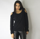 Cold Shoulder Top in Black, Tops,  Cocktail Black
