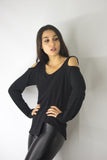 Cold Shoulder Top in Black, Tops,  Cocktail Black