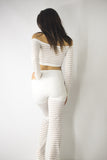 Flare Trousers with Sheer Stripes, pants & jeans,  Cocktail Black