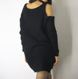 Cold Shoulder Knit Dress in Black, Dresses & Rompers,  Cocktail Black