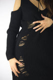 Cold Shoulder Knit Dress in Black, Dresses & Rompers,  Cocktail Black