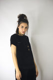 Velvet Shortsleeve Top with Pocket Detail in Black, Tops,  Cocktail Black