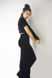 Velvet Trousers with Wide Leg, pants & jeans,  Cocktail Black