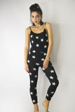 Bodysuit in Black with White Stars design, Bodysuits & Bralettes,  Cocktail Black
