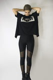 Open Tie Back T-Shirt in Black with Glittery Stamp, Tops,  Cocktail Black