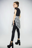 Black & White Plaid Shirt Classic, Tops,  Cocktail Black