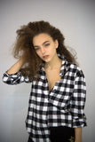 Black & White Plaid Shirt Classic, Tops,  Cocktail Black