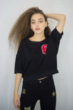 “6” Cropped Sweatshirt Top in Black, Sweatshirts & Hoodies,  Cocktail Black
