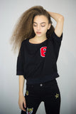 “6” Cropped Sweatshirt Top in Black, Sweatshirts & Hoodies,  Cocktail Black