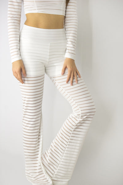 Flare Trousers with Sheer Stripes, pants & jeans,  Cocktail Black