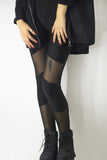 Leggings with Sheer Mesh Panels in Black, leggings,  Cocktail Black
