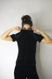 Velvet Shortsleeve Top with Pocket Detail in Black, Tops,  Cocktail Black