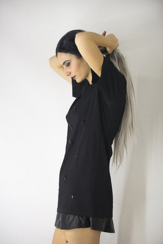 Longline Oversize T-shirt with Small Decoration Details, Tops,  Cocktail Black