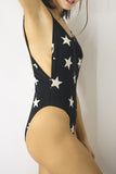 Bodysuit in Black with White Stars design, Bodysuits & Bralettes,  Cocktail Black