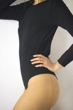 Longsleeve Bodysuit with Open Back in Black, Bodysuits & Bralettes,  Cocktail Black
