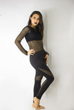 Leggings with Fishnet Panels in Black, Leggings,  Cocktail Black