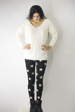 Leggings in Black with White Stars design, leggings,  Cocktail Black