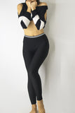 Leggings with Elastic Stripe Waistband, Leggings,  Cocktail Black