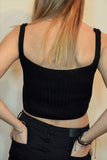Button Through Knitted Crop Top, Tops,  Cocktail Black