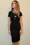 Dress with Lace Up Front Detail, Dresses,  Cocktail Black