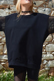 Sweatshirt with Mesh Panels in Black, Sweatshirts & Hoodies,  Cocktail Black
