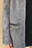 Faux Suede Coat with Zip Pockets - Gray, coats & jackets,  Cocktail Black