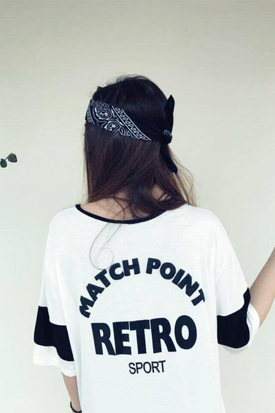 Longline T-Shirt with “Retro” Slogan, Tops,  Cocktail Black