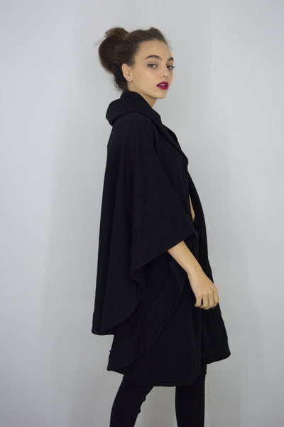 Oversized Sweat Poncho with Zipped pockets in Black, Sweatshirts & Hoodies,  Cocktail Black