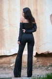 Flare Trousers with Sheer Stripes, pants & jeans,  Cocktail Black