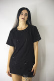 Longline Oversize T-shirt with Small Decoration Details, Tops,  Cocktail Black
