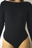 Longsleeve Bodysuit with Open Back in Black, Bodysuits & Bralettes,  Cocktail Black