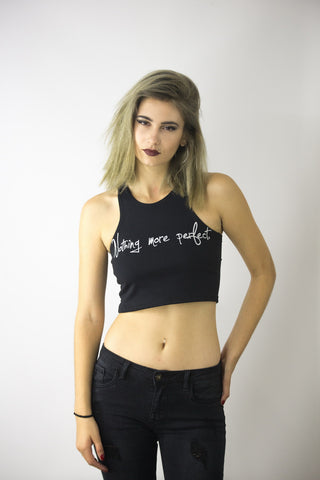Crop Top “Nothing more perfect” Slogan, Tops,  Cocktail Black